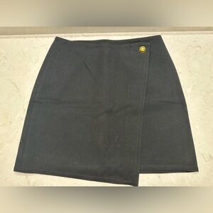 LOFT Black Mini Skirt with Gold Button